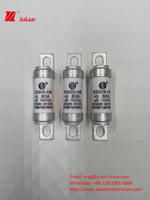 M6 Fusiles EV abrochados 750V 80A10A 30A 50A 750VDC Fusiles EV Hey son adecuados para el sistema de tracción de EV, conversión de potencia