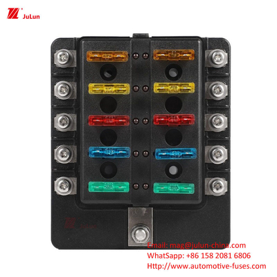 La caja de seguridad de automóvil de 10 vías se utiliza para restablecer manualmente el interruptor de circuito de la lancha eléctrica sosteniendo los fusibles de tornillos con C