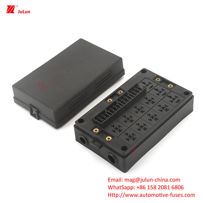 12 Way Fuse Box 12 Way Positivo y Negativo Asiento de seguridad para automóviles de barco con luz LED Inserción automática de reinicio del auto Fuse Sea