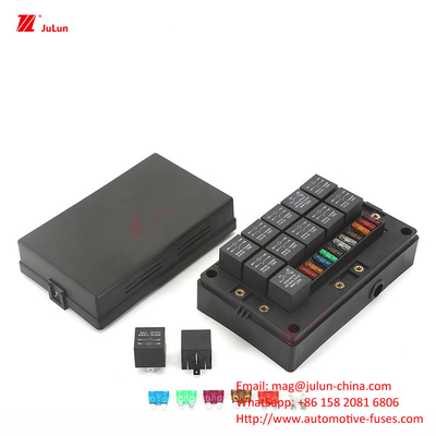 12 Way Fuse Box 12 Way Positivo y Negativo Asiento de seguridad para automóviles de barco con luz LED Inserción automática de reinicio del auto Fuse Sea
