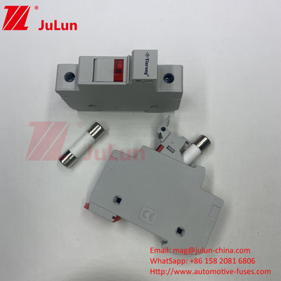Fusiles fotovoltaicos solares con DIN Guía Portador de fusibles para protección fotovoltaica RT18-32 15A 20A 32A Portador de fusibles con LED Indica