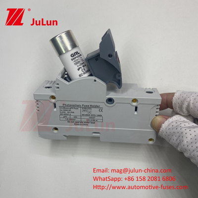 Sustentador de fusibles fotovoltaicos solares con fusibles cerámicos para protección fotovoltaica Base del soporte de fusibles 14x51MM RT18X-63-2P