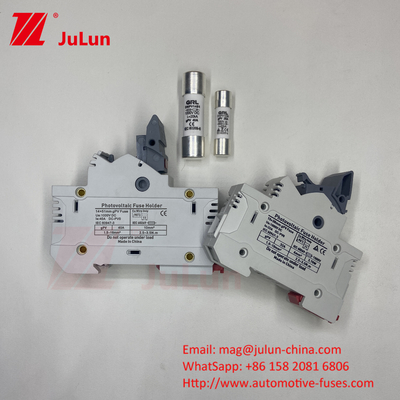 Sustentador de fusibles fotovoltaicos solares con fusibles cerámicos para protección fotovoltaica Base del soporte de fusibles 14x51MM RT18X-63-2P