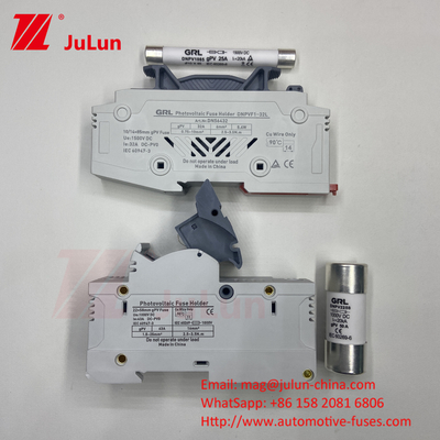SeanRo Solar PV Din Rail Fuse Holder para el enlace del fusible 10 * 38mm 1000V 15amp Dc fusible 25A