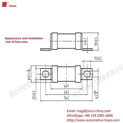 16A-400A cargador de vehículos eléctricos fusible con terminal de tornillo de perno