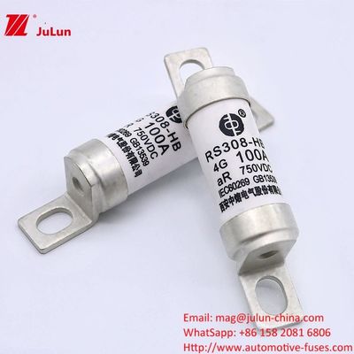 Fusiles para vehículos eléctricos RS308 100A DC750V 50KA para terminales de energía eléctrica