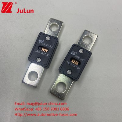 150A 70VDC EV320-5X Fusiles cerámicos para automóviles Arena de cuarzo Características eléctricas 1,0 en 4 horas 3,0 en 10 segundos máximo