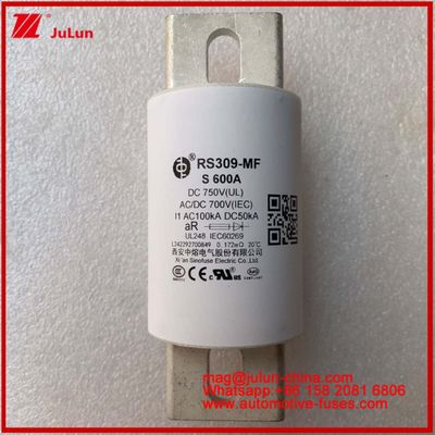 RS309-MF S 600A 750VDC Carretera Tubular Cerámica Automotriz Dispositivos y Equipo 50KA Almacenamiento de energía y sistemas de energía Controladores de conversión de frecuencia FUSOS Cargadores Vehículo eléctrico
