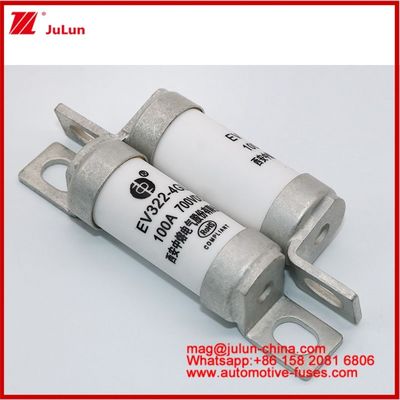 EV322 4GL 100A DC700V EV o HEV Vehículo eléctrico de tamaño compacto de alta corriente nominal estructura abrochada fusible cerámico tubular