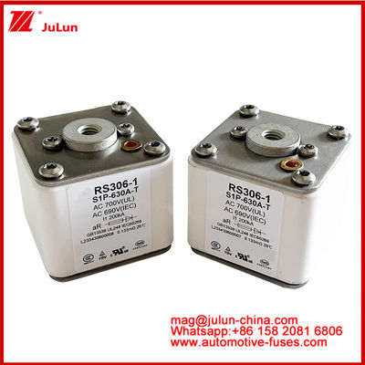 RS306-1 S1P-630A-T AC700 ((UL) Ar AC690V ((IEC) 200KV Cuadrado Caremic Fuse EV o HEV Tracción de vehículos eléctricos