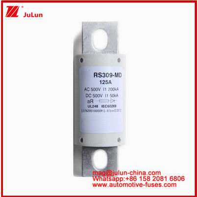 RS309-MD-125A Fusiles automáticos de cerámica 500VAC200KA 500VDC 50KA AR DC Rendimiento Estructura de conexión de pernos tubulares de automóviles
