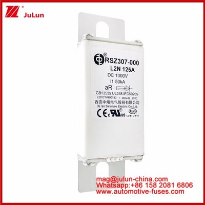 125A DC1000V 50KA AR Carémica Tubular RSZ307-000 L2N Fuse para Protección EV/HEV En Diseño de montura de pernos de pernos de automóviles