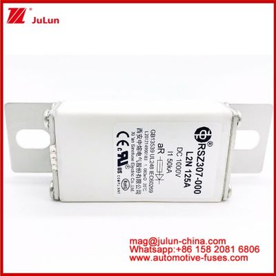 125A DC1000V 50KA AR Carémica Tubular RSZ307-000 L2N Fuse para Protección EV/HEV En Diseño de montura de pernos de pernos de automóviles