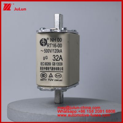 32A 500V NH00 RT16-00 120KA Cerámica Fusiles para automóviles Montaje de cuchillas para vehículos eléctricos / HEV Situación del vehículo