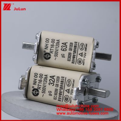 NH00 RT16-00 16A 500V 120KA Cerámico Anl Fuse Automóvil Cerrojo de rodillo de montaje para EV / HEV