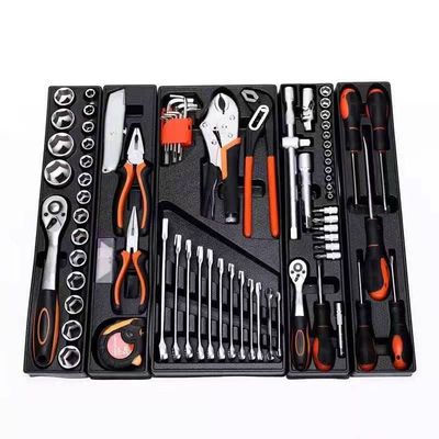 Caja de herramientas de hierro conjunto de combinación de 85 piezas máquina de reparación de tres capas de manga plegable para herramientas
