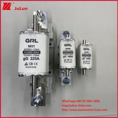NT000 FUSO AR de alta resistencia 500V/690V Fuso de enlace de fusión de porcelana cerámica nominal 80A Conexión de cobre de baja tensión Fusos NH000