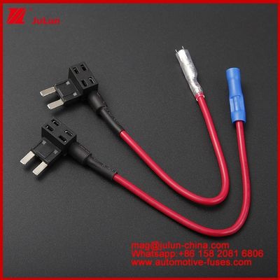 Adaptador de circuito adicional 12V/24V/32V  Oferta de fábrica para automóviles TQ-002 Fusibles de cuchilla automáticos AMP para portafusibles de coche MINI Fuse Tap Fuse Hoder 1015 16AWG 150MM