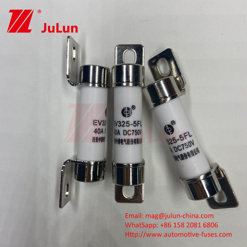 10A-50A 750VDC Cerámica de seguridad automotriz con el cerrojo de montaje Cerámica Ev325 Capacidad de ruptura del fusible EV325 20KA 50kA 15A 25A