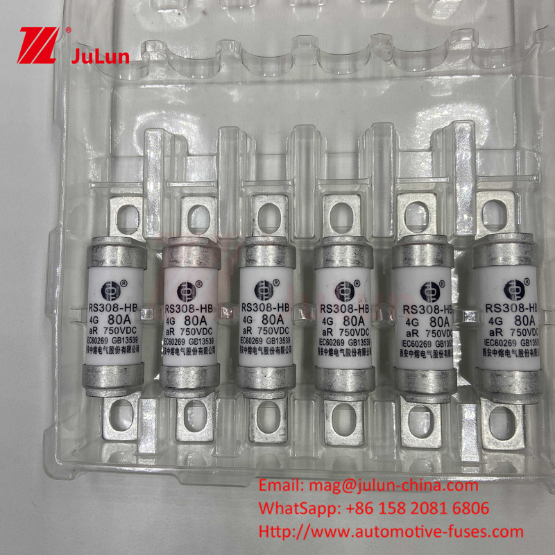 Fusiles cerámicos para automóviles de 750VDC RS308 HB 4G de alta temperatura 10A 20A 25A 30A 40A 50A 63A 80A 100A FUSIÓN de 750VDC