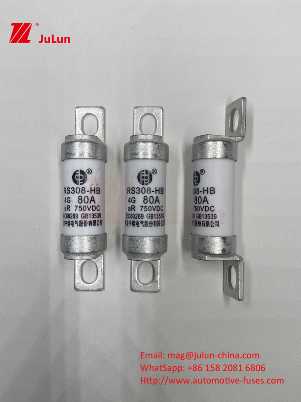 Fuse para vehículos eléctricos de vehículos eléctricos para DC750V Fuse DC750V 10A 15A 20A 25A 30A para aplicaciones automotrices RS308