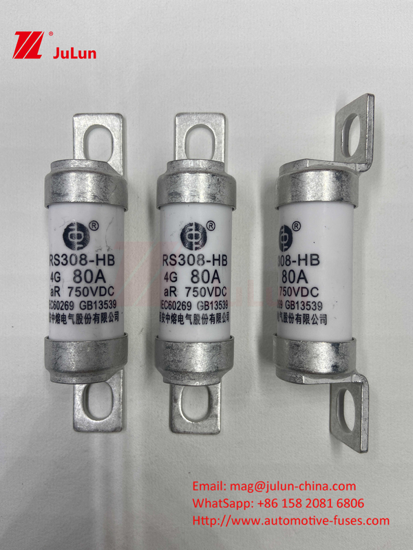 Fusiles para vehículos eléctricos RS308 DC750V 10A 15A 20A con excelente resistencia a las vibraciones 63A