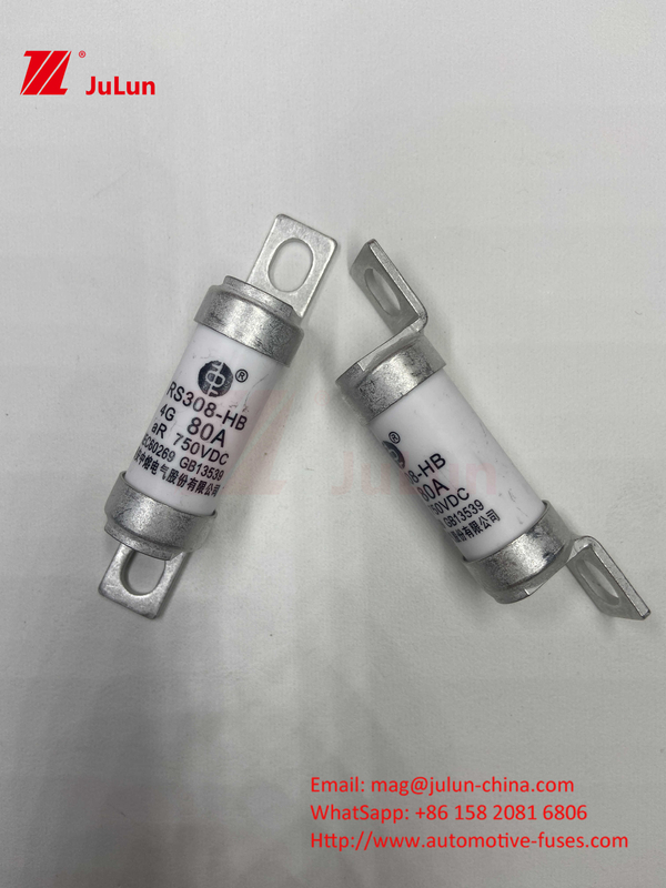 Fusiles cerámicos para vehículos eléctricos 750VDC para la carga segura de automóviles 63A25A 15A 30A 750VDC RS308 FUSIÓN