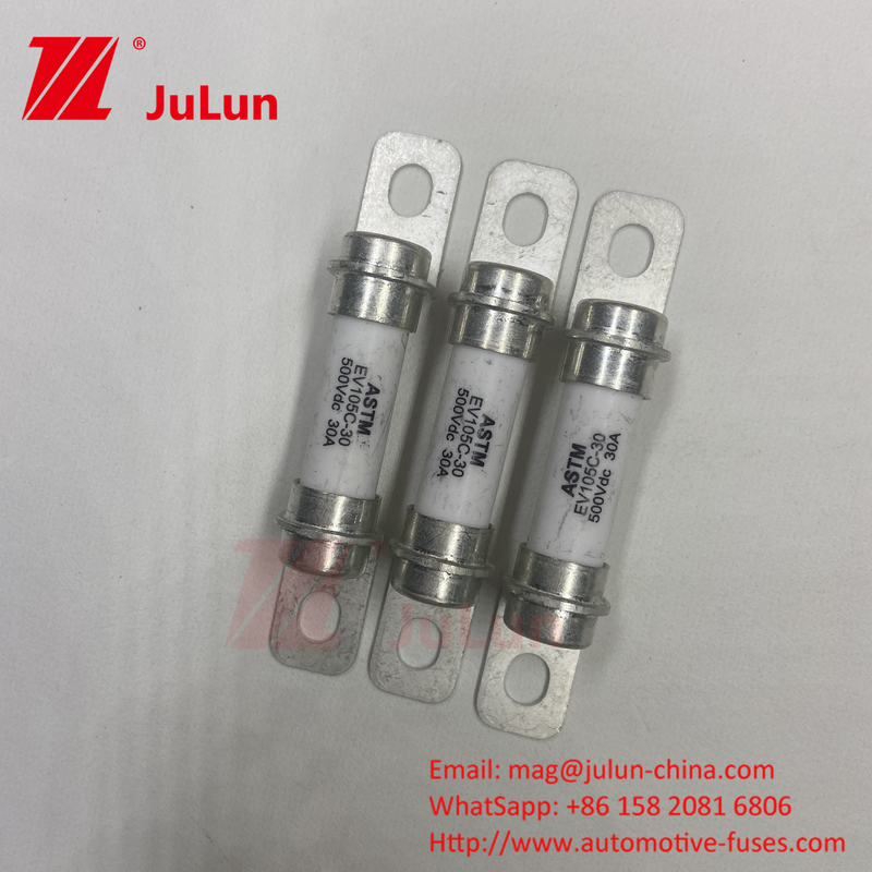 Sistema de almacenamiento de energía del fusible 500VDC Conexión de tornillo de alto corte Fusible rápido 15A 30A 50A Sistema de conversión de potencia del vehículo eléctrico