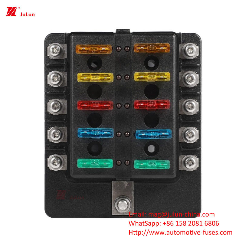 La caja de seguridad de automóvil de 10 vías se utiliza para restablecer manualmente el interruptor de circuito de la lancha eléctrica sosteniendo los fusibles de tornillos con C
