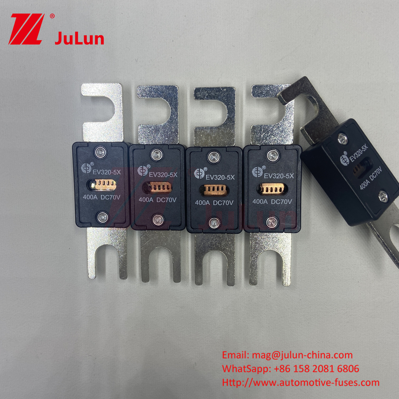 EV320-5C-400A-N 70VDC Fusiles de cuchillas automáticas de cobre negro para protección contra sobrecarga y cortocircuito