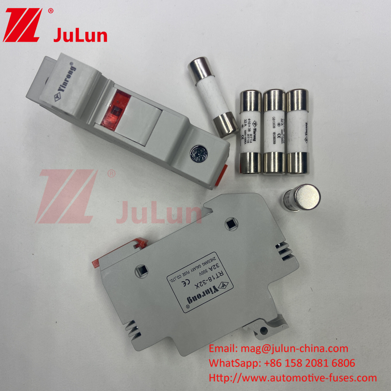 Invertidor fotovoltaico solar Fuse cilíndrico.Fuse holder 1000V DC Fuse holder para el sistema de paneles solares 25A 32A AC