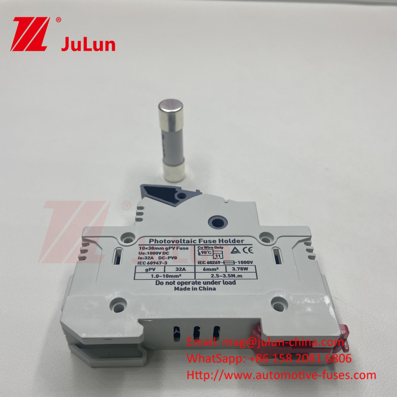 1000V DC Inversor fotovoltaico solar Fusiles RT18 Serie 10x38 3P DIN Rail montado 32A Capacidad para el fusible 1500V
