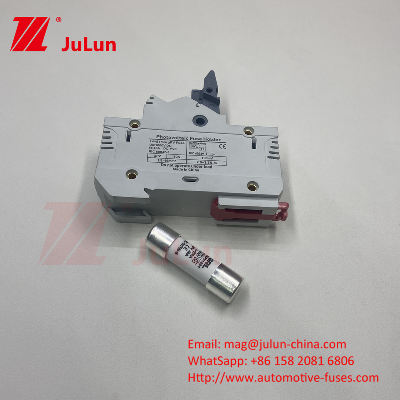 Inversor fotovoltaico solar Fuse fotovoltaico con cuerpo cerámico DIN Mount Dc Fuse 250a 10x85 1500Vdc Fuse fotovoltaico 15