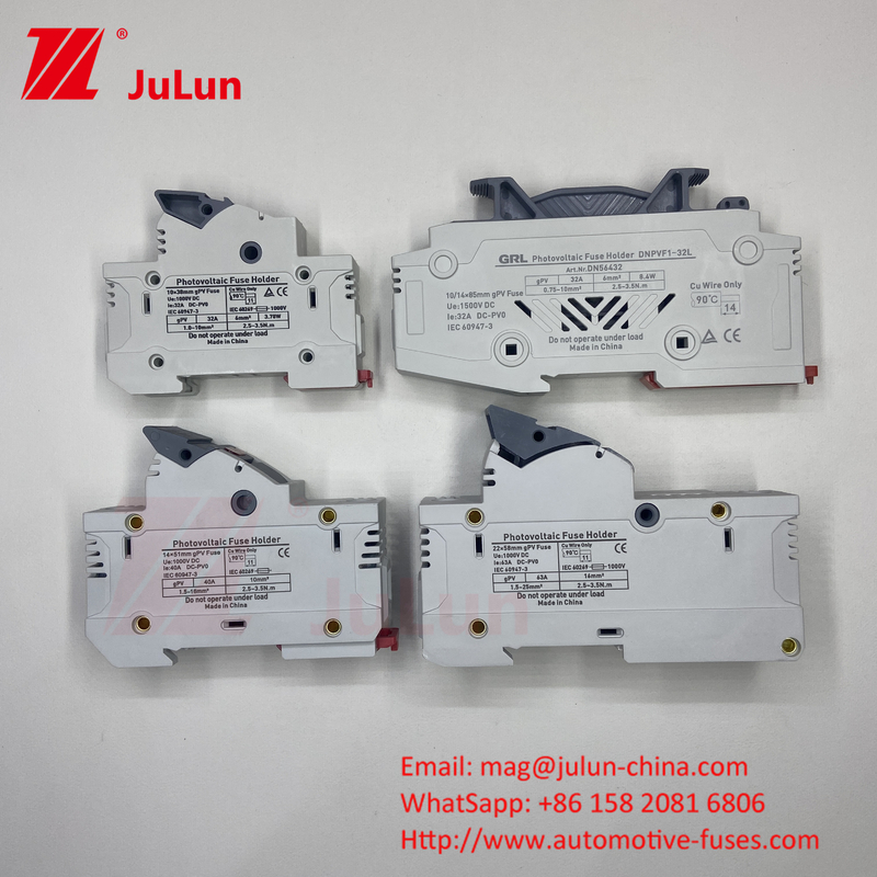 SeanRo Solar PV Din Rail Fuse Holder para el enlace del fusible 10 * 38mm 1000V 15amp Dc fusible 25A
