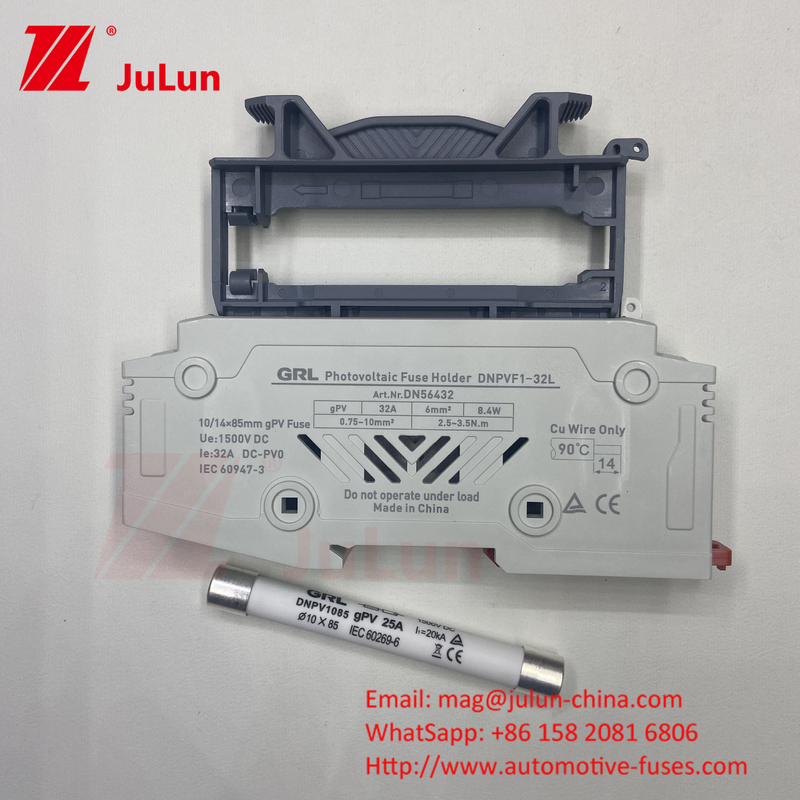 Fuso 1500vdc 20a DNPVF1-32L Sistema solar Pv Fuso 1500vdc de soplado rápido Cerámica DIN Rail Moun 10x85MM Fuso térmico de 1500V