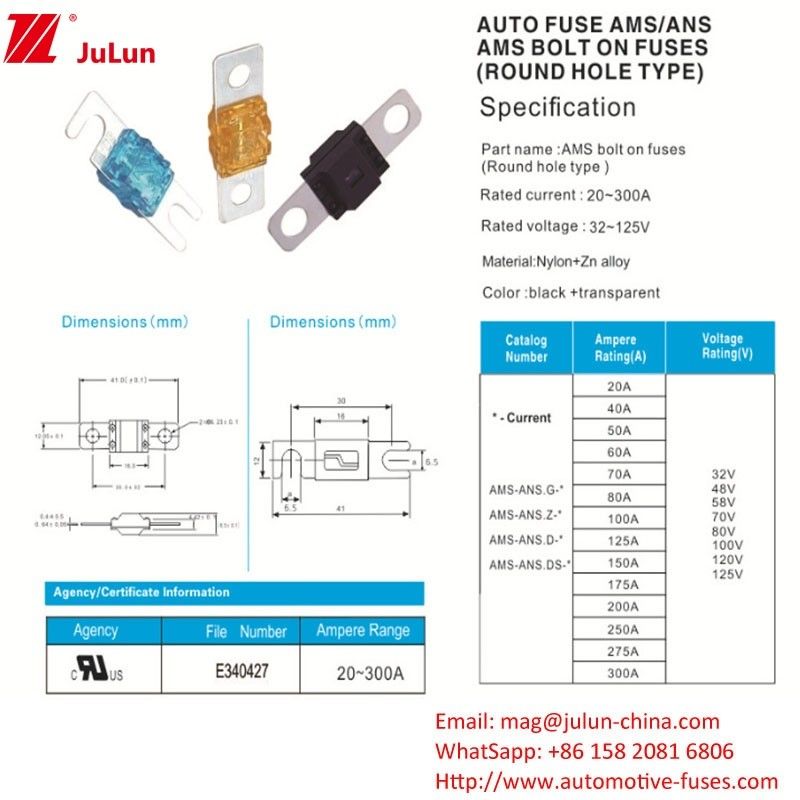 30-200A fusibles de automóviles cuadrados para protección del sistema de energía eléctrica cargador portátil de vehículos eléctricos equipo de audio de automóviles