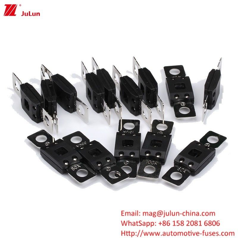 Fuseo automotriz de tipo cerrojo de tenedor medio con calificación 32V/48V/72V y montaje de tornillo M8