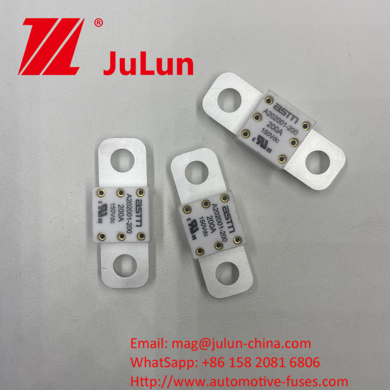 ASTM A202001-100A 150VDC Fusiles cerámicos para automóviles de tamaño pequeño Recomendado Torque ajustado 11-13N·m para M8 Protección de cortocircuito nominal de alta corriente