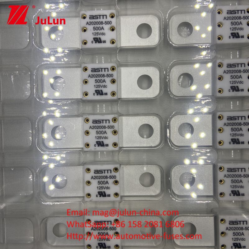 Corriente eléctrica 200A ASTM A202008 125VDC Fusiles cerámicos para vehículos para prestaciones de larga duración