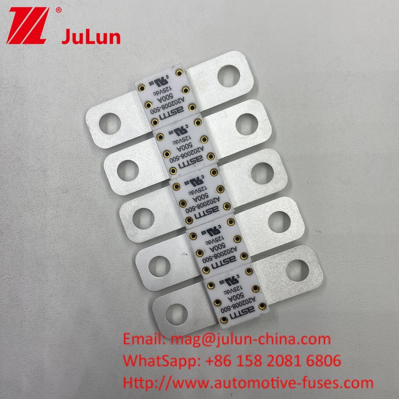68*17.7*12mm A202008 350A 125VDC EV FUSE Alta capacidad de ruptura inferior a 125Vdc para la optimización del rendimiento del vehículo eléctrico