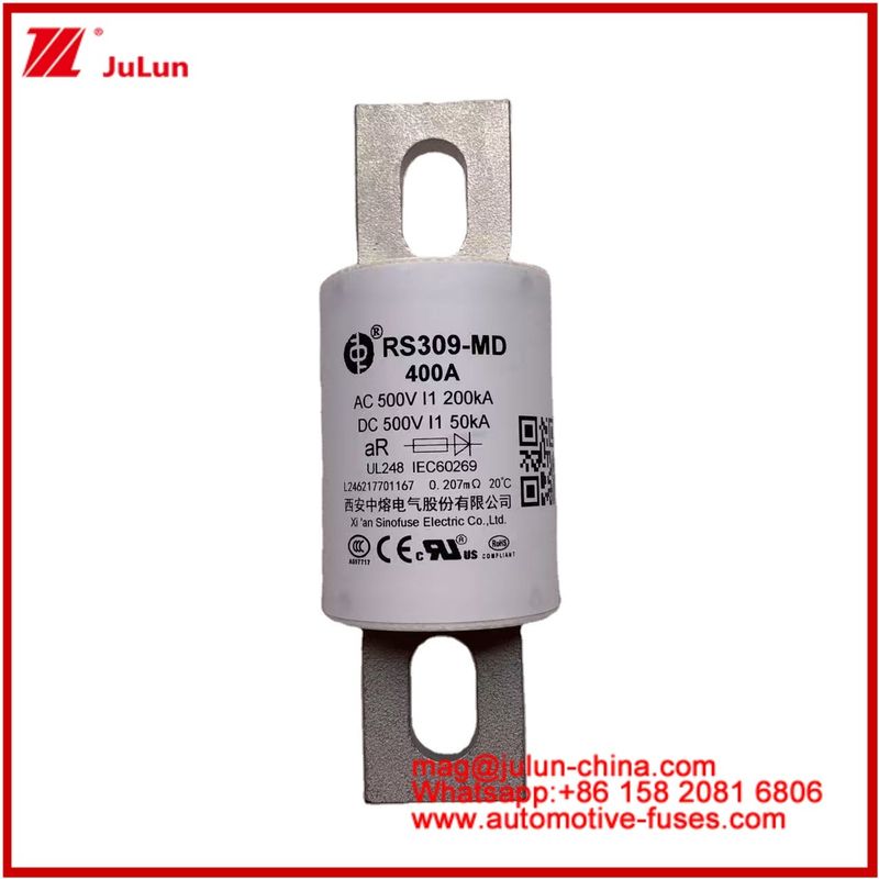 RS309-MD 400A 500VAC 200KA 500VDC 50KA AR Fusiles cerámicos tubulares para automóviles Instalación de pernos Protección de semiconductores