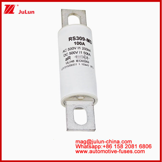 RS309-MD-100A 500VAC200KA 500VDC 50KA AR Carémica Tubular DC 100 Amp Fusiles para automóviles para vehículos eléctricos EV HEV