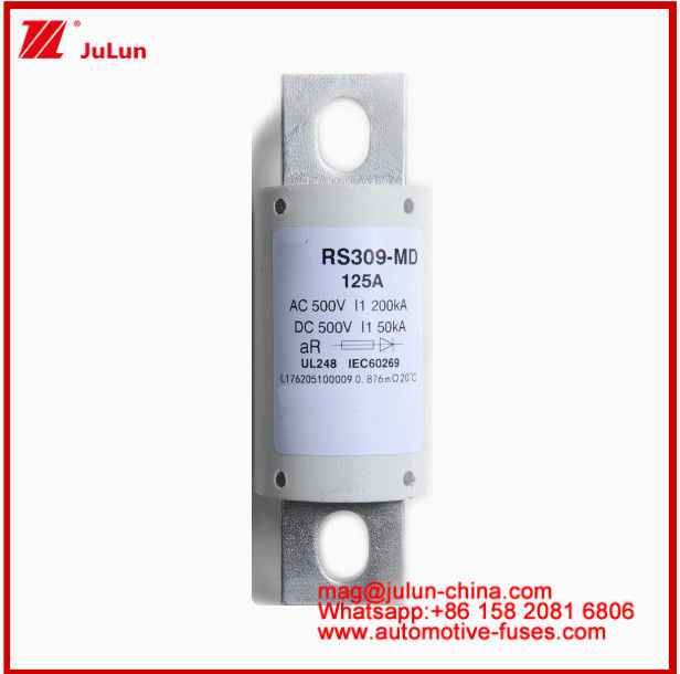 RS309-MD-125A Fusiles automáticos de cerámica 500VAC200KA 500VDC 50KA AR DC Rendimiento Estructura de conexión de pernos tubulares de automóviles