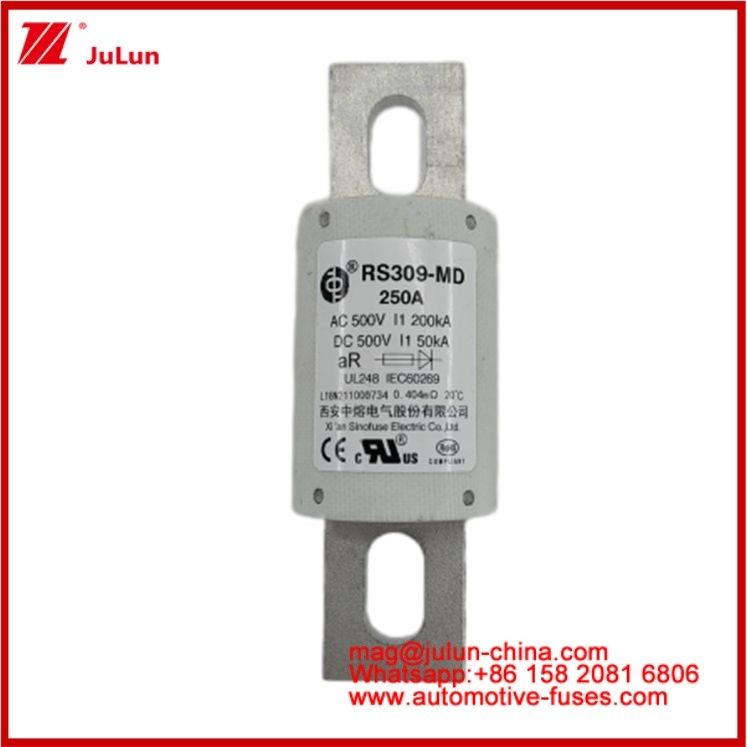 250A 500VAC Ev Fuso RS309-MD-200KA 500VDC 50KA AR Carémica de rendimiento de la corriente continua Tubular del automóvil