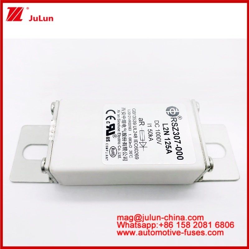 125A DC1000V 50KA AR Carémica Tubular RSZ307-000 L2N Fuse para Protección EV/HEV En Diseño de montura de pernos de pernos de automóviles