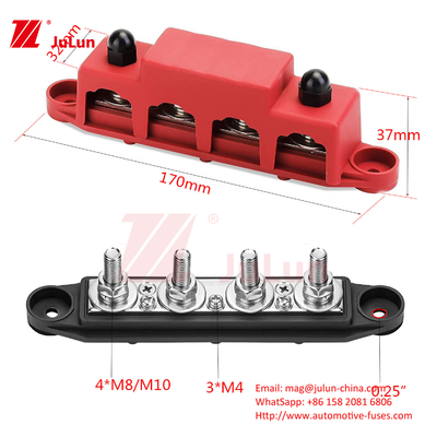 Rv Yacht Bus M8M10 de alta corriente de cableado rodillo rojo negro de 4 rodillos de barras de colector de bloque de distribución