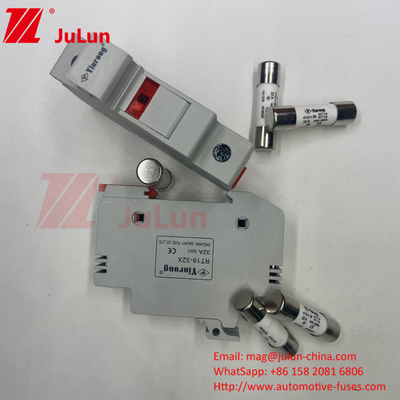 Teniente de fusible solar Din Rail cilíndrico / Teniente de fusible solar PV con capacidad de ruptura de 30kA