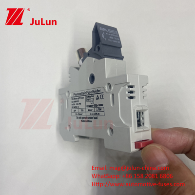 Base de la caja de soporte del fusible del fusible solar de TUV DC DNPVF1-32 Protección del sistema solar 10x38MM 1000V GPV Rapido soplo de cerámica DIN Rail
