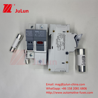 SeanRo Solar PV Din Rail Fuse Holder para el enlace del fusible 10 * 38mm 1000V 15amp Dc fusible 25A