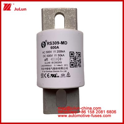 Sistemas de alimentación de energía de transmisión de energía de cerámica Fusiles automáticos RS309-MD 600A 500VAC 200KA 500VDC 50KA AR Vehículos eléctricos tubulares 30-800A